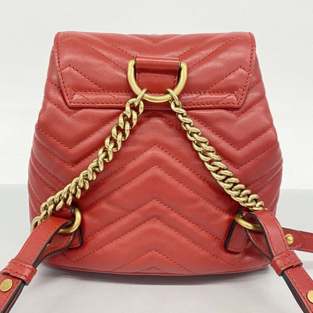 GUCCI Authentic Red Leather GG Marmont Backpack - Picture 12 of 12